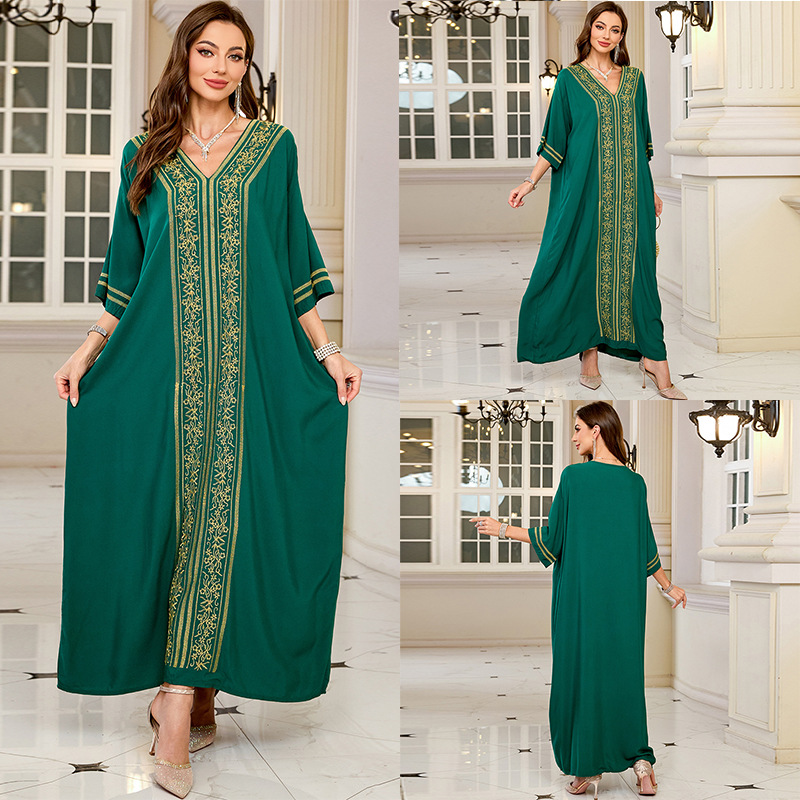 Cover Up Kaftan - Swimsuit Cover Ups Embroidery V Neck