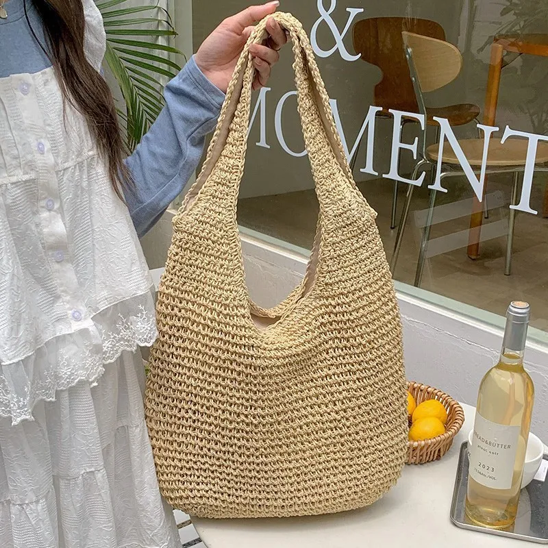 Tote Bag Beach - High-end hand-woven straw tote bag for