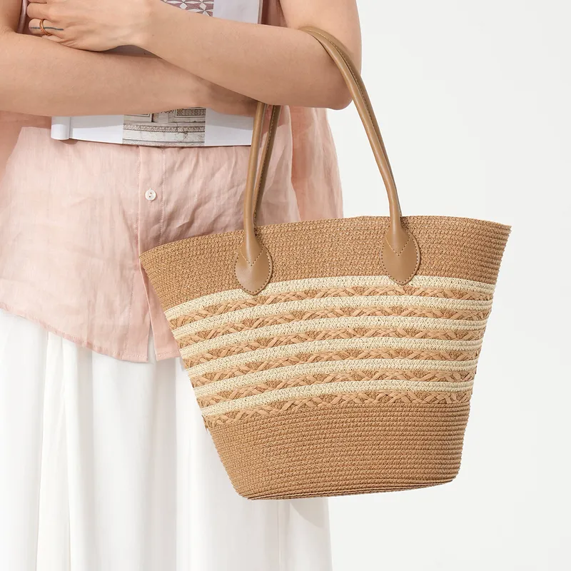 Striped woven straw beach tote - Tote Bag Beach reseña y precio