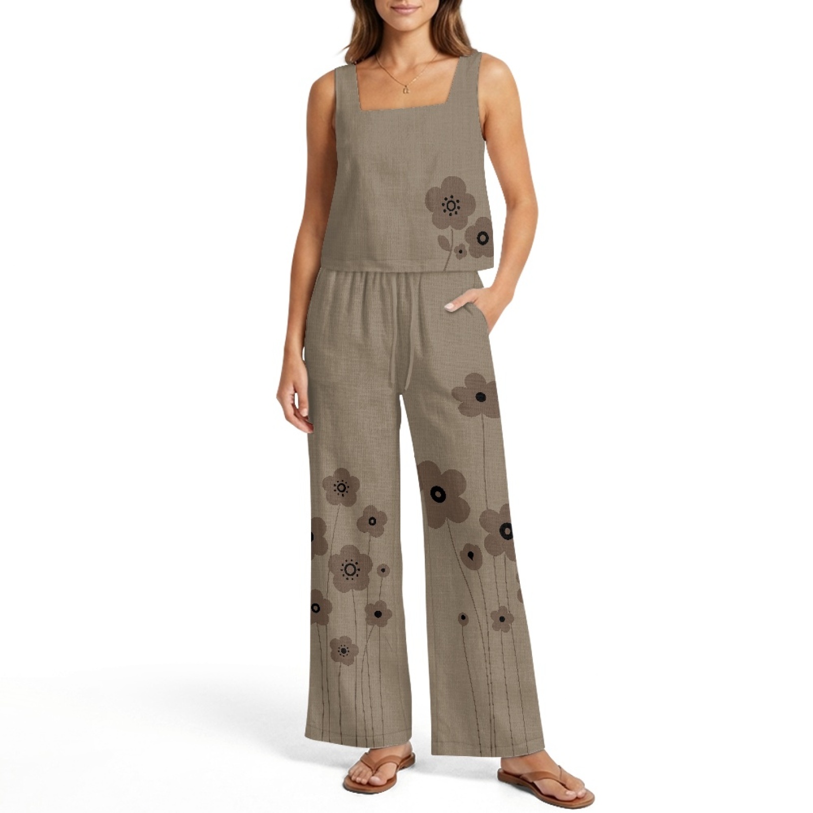 INSTANTARTS Women’s Linen Vest - Linen Pant Wide reseña y precio