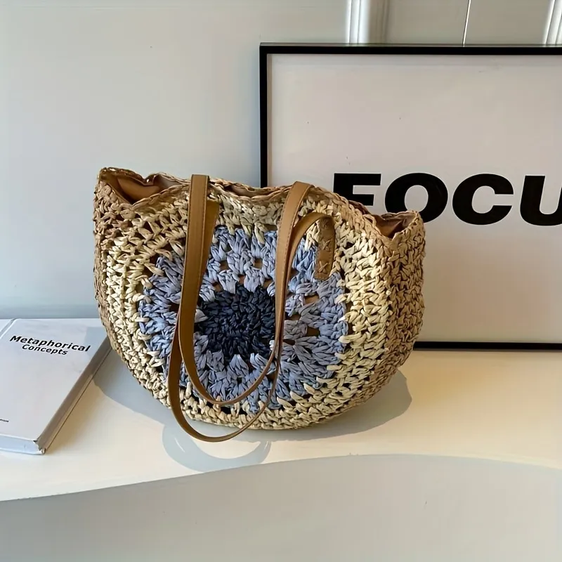 Straw Beach Tote Bag Handwoven - Tote Bag Beach reseña y precio