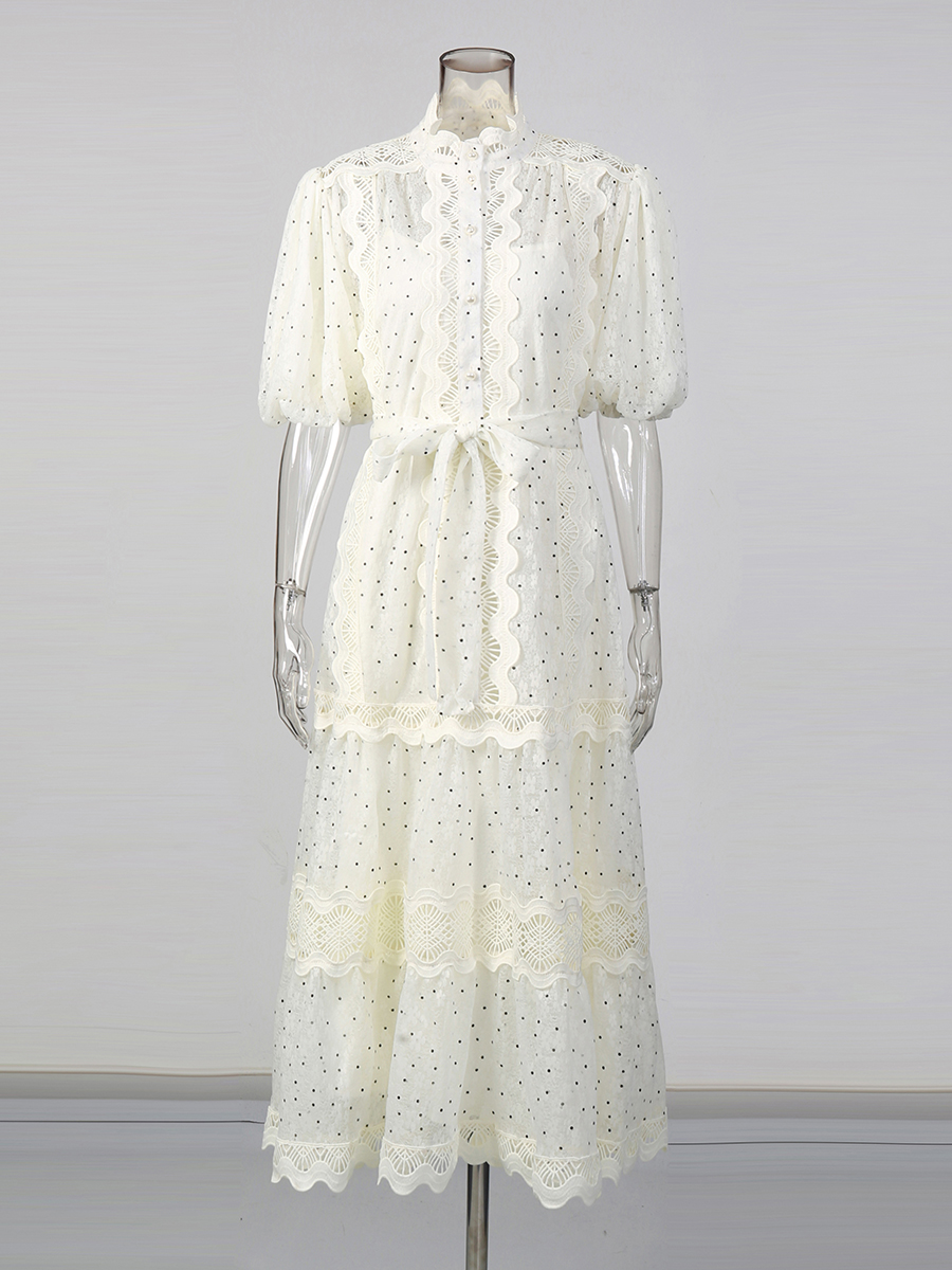 TWOTWINSTYLE Dot Print Sheer D - Linen Dress Wrap reseña y precio