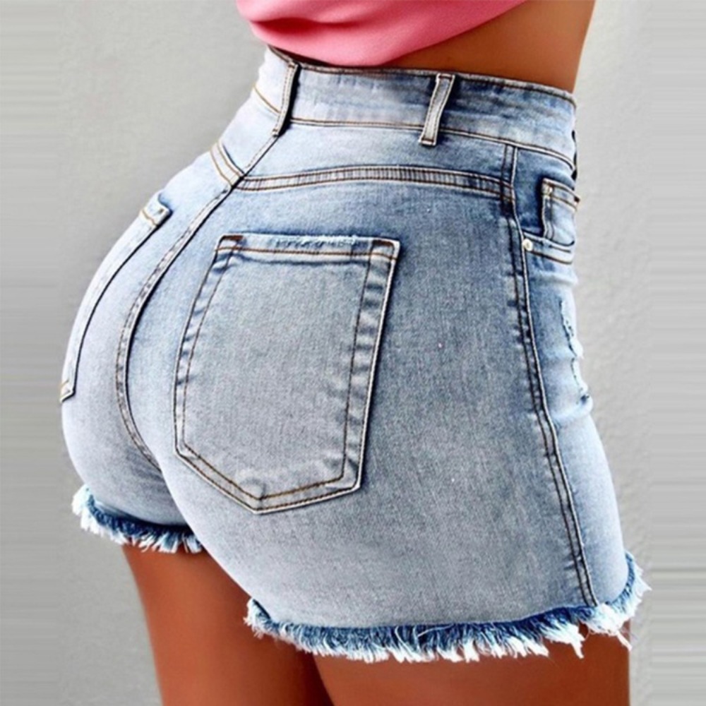 Women's High Waisted Distresse - Shorts Denim Frayed reseña y precio
