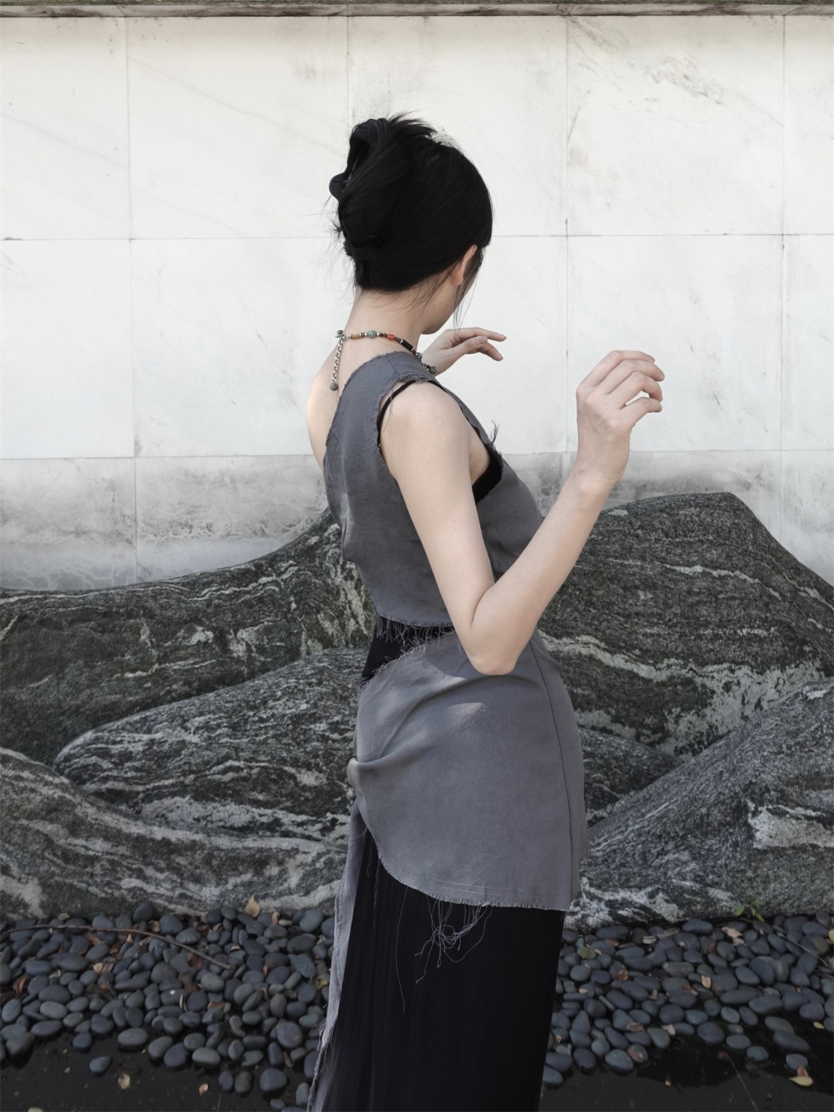 Chill Grey Cotton Linen Black  - Linen Dress Wrap reseña y precio