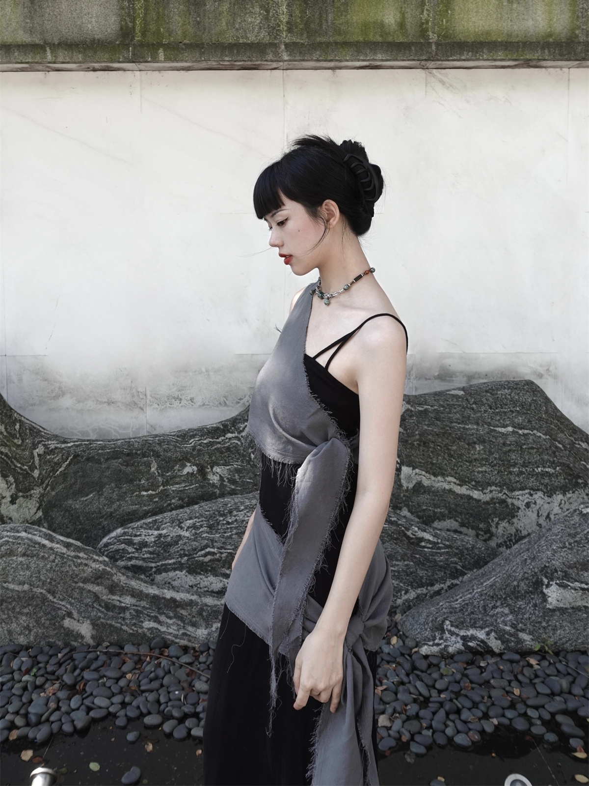 Chill Grey Cotton Linen Black  - Linen Dress Wrap reseña y precio