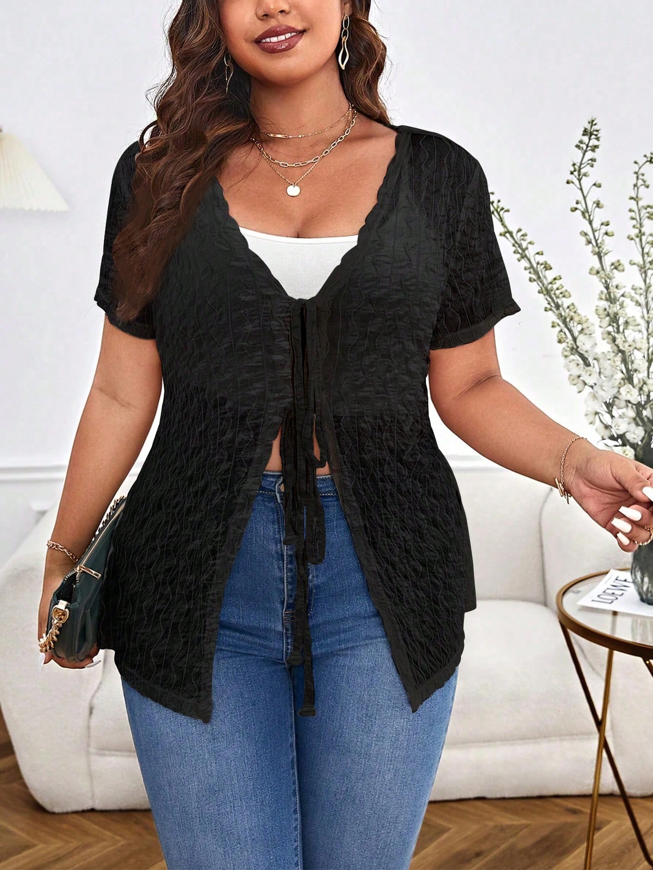 Spring Summer Plus Size Women  - Kimono Sheer Floral reseña y precio