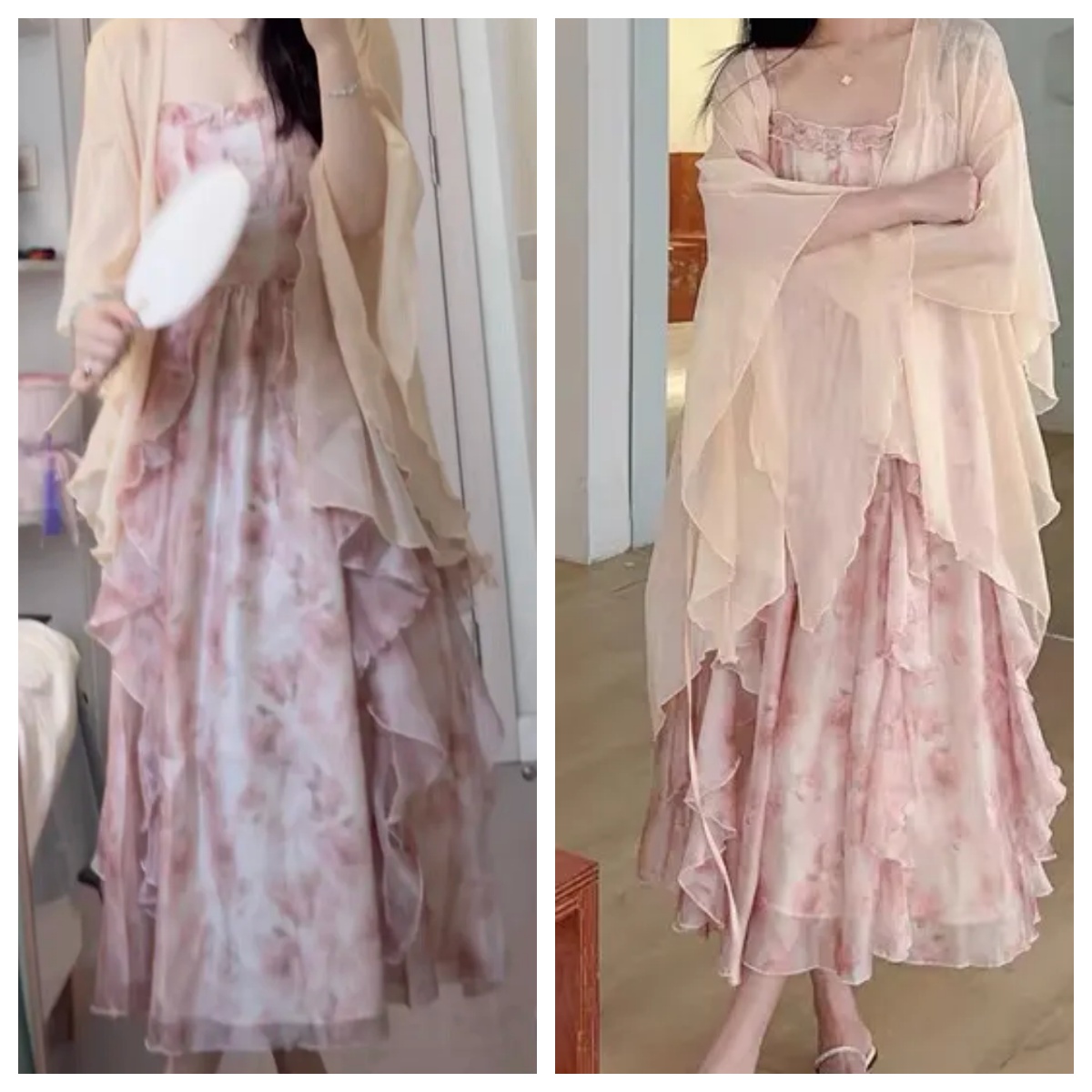 Women Watercolor Peach Floral  - Kimono Sheer Floral reseña y precio