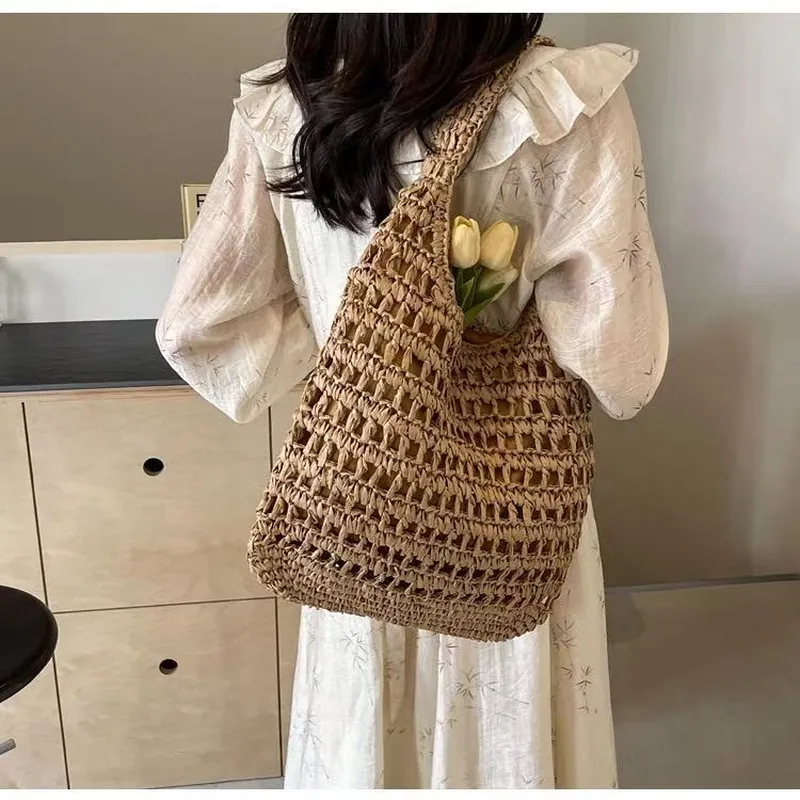 Hollow Woven Straw Tote Bag On - Tote Bag Beach reseña y precio