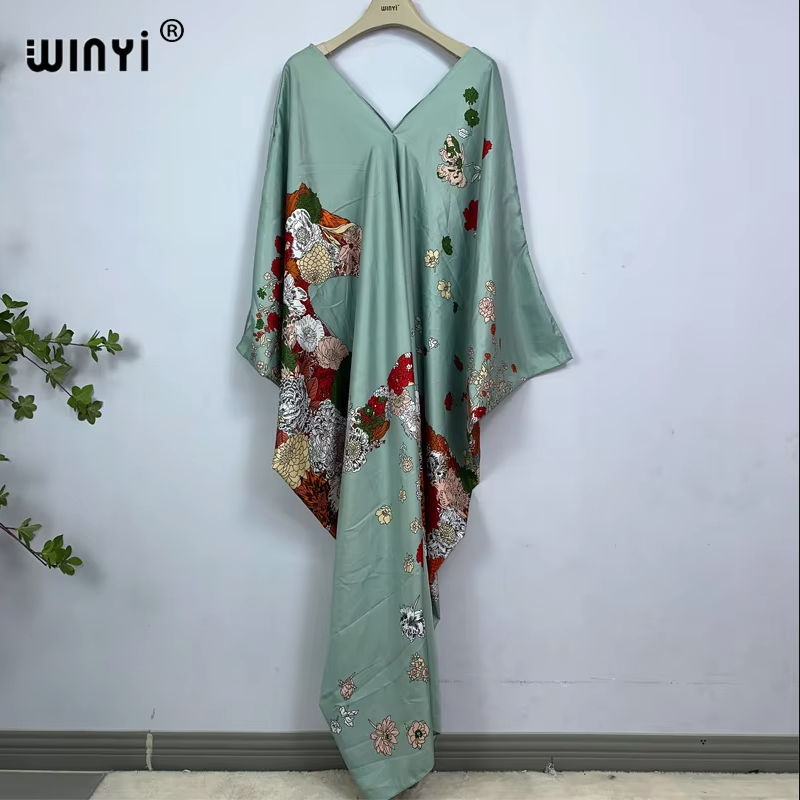 WINYI print summer maxi dress  - Cover Up Kaftan reseña y precio