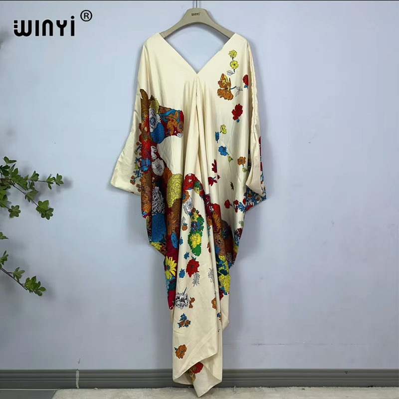 WINYI print summer maxi dress  - Cover Up Kaftan reseña y precio