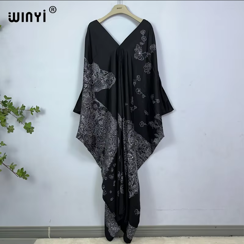 WINYI print summer maxi dress  - Cover Up Kaftan reseña y precio