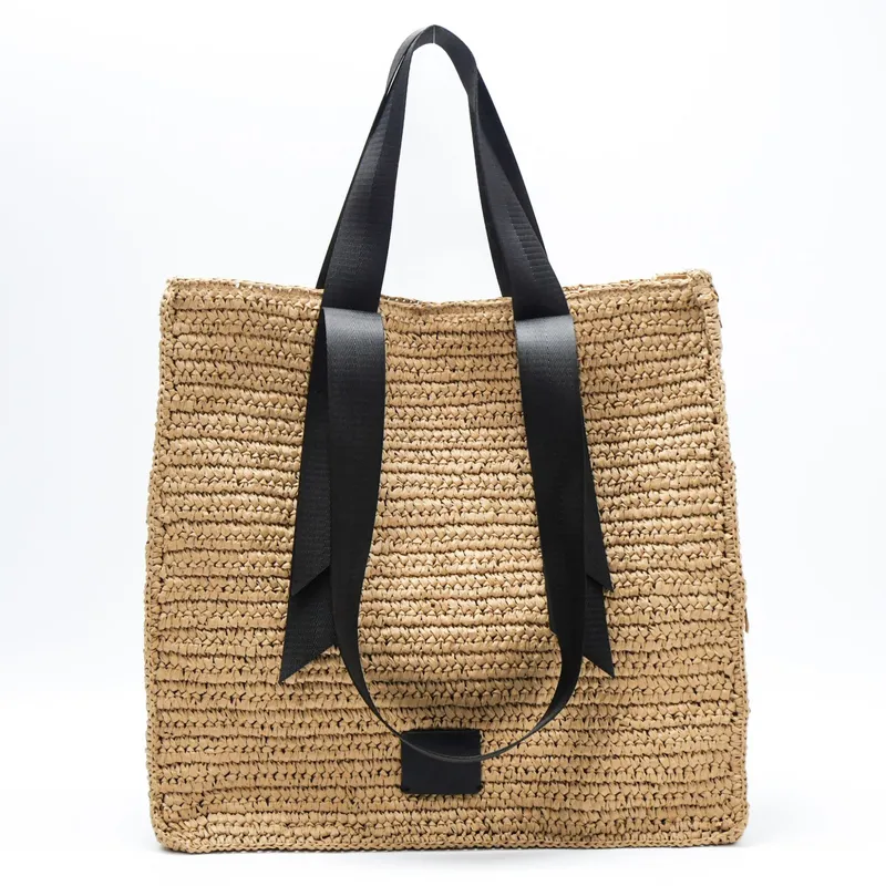 Retro hand-woven straw shoulde - Tote Bag Beach reseña y precio