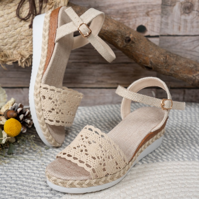 Women Lace Wedge Sandals Espad - Wedge Espadrille Women reseña y precio