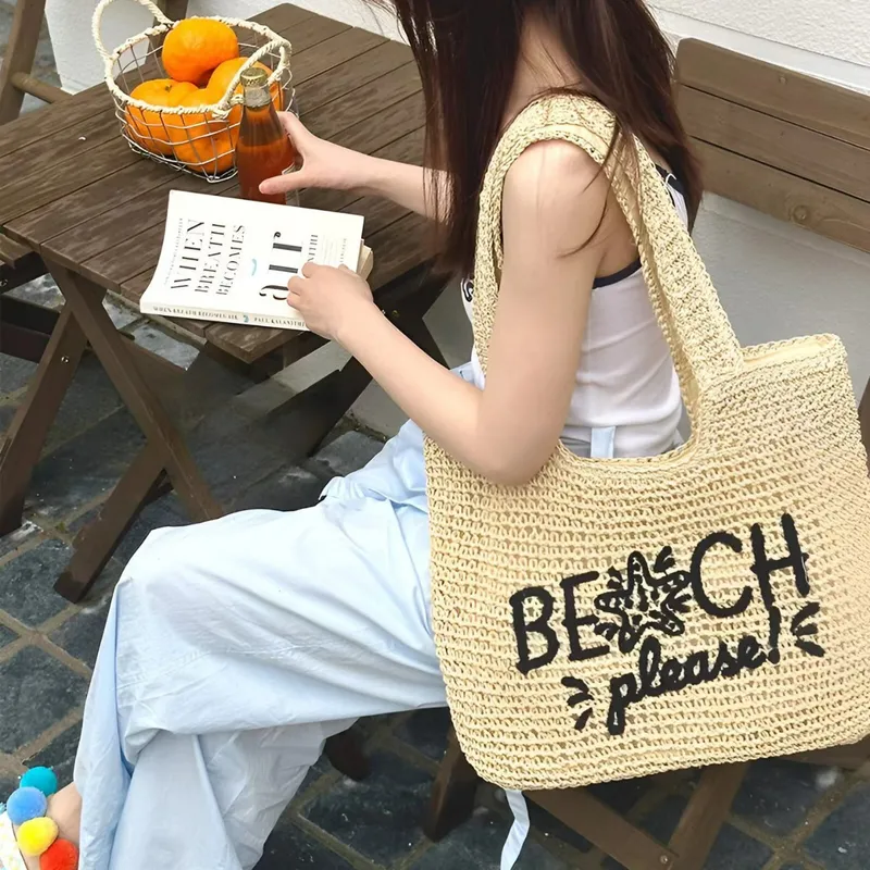 Women's handwoven straw tote b - Tote Bag Beach reseña y precio