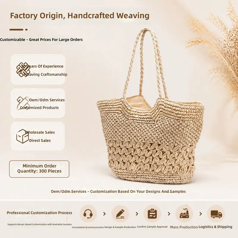 Hollow Woven Paper Rope Straw  - Tote Bag Beach reseña y precio