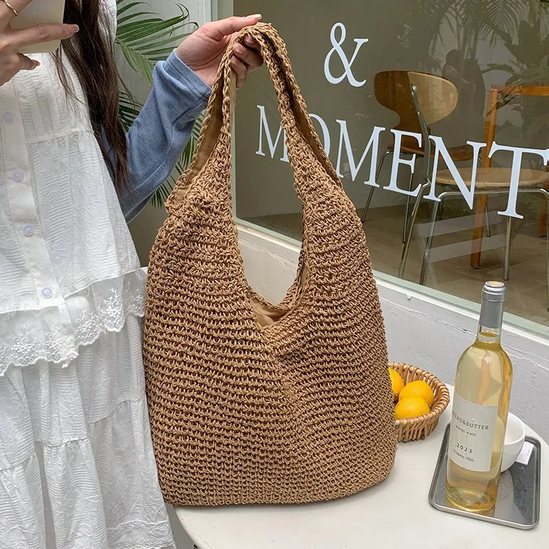 High-end hand-woven straw tote - Tote Bag Beach reseña y precio
