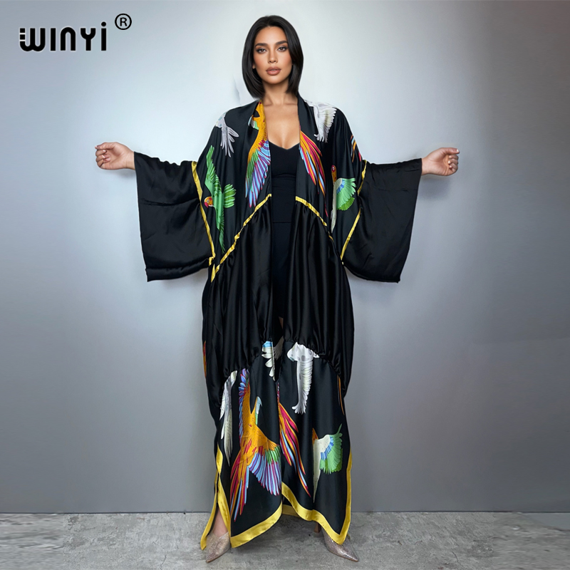 WINYI print boho kimono maxi b - Cover Up Kaftan reseña y precio