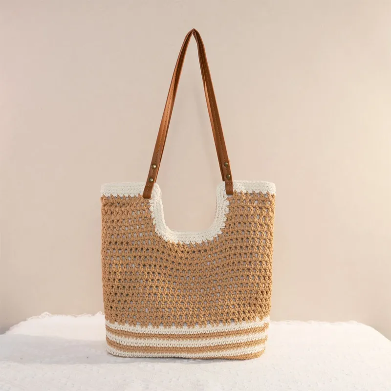Women's large-capacity hand-wo - Tote Bag Beach reseña y precio