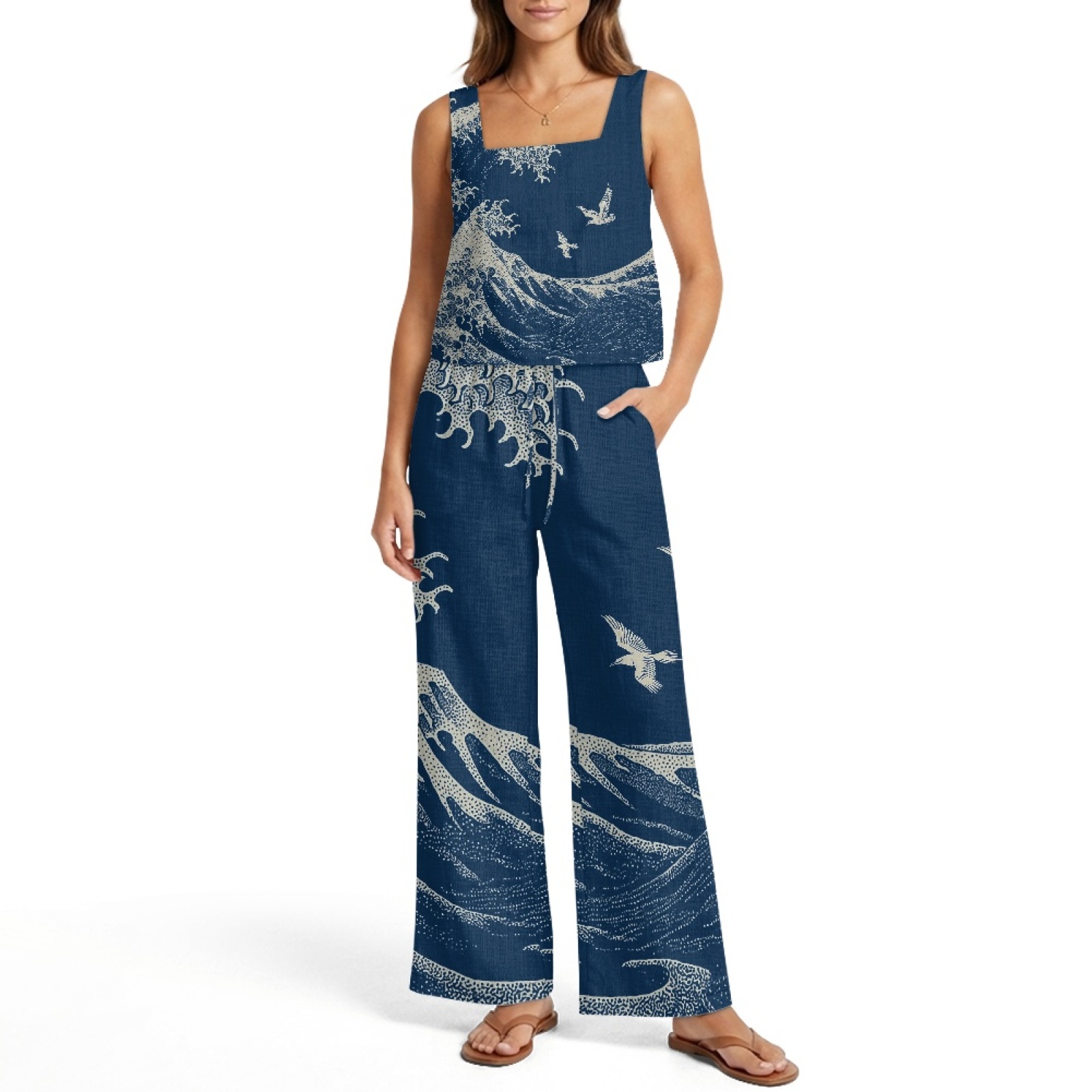 INSTANTARTS Women’s Linen Vest - Linen Pant Wide reseña y precio