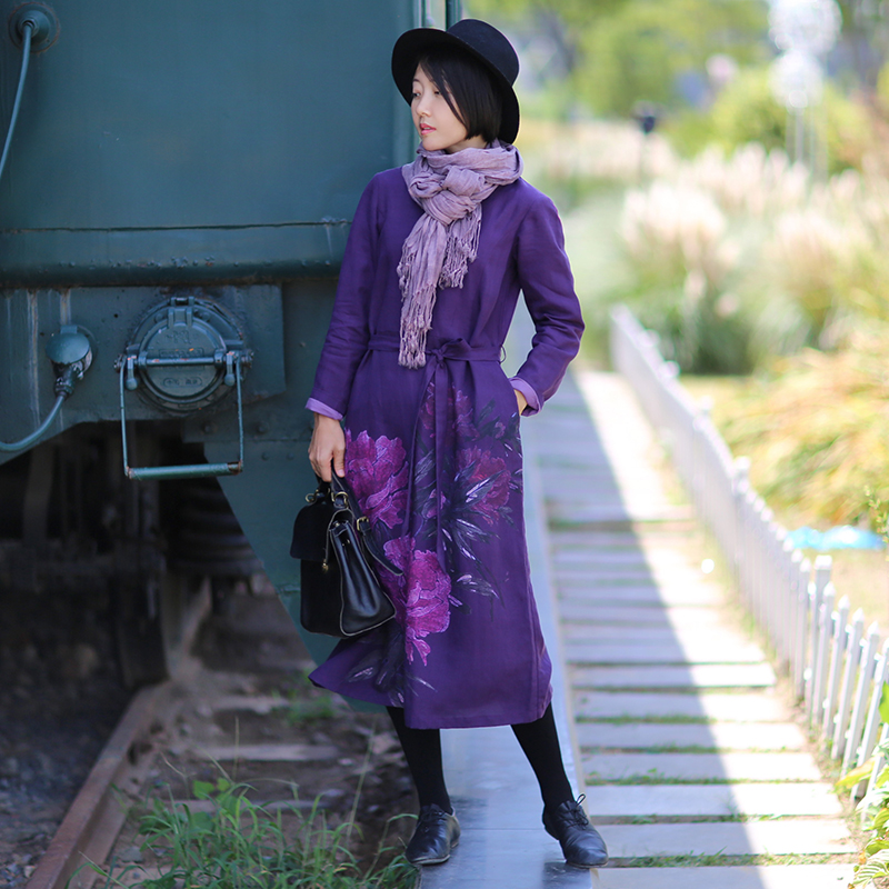 Warm Cotton Linen Peony Print  - Linen Dress Wrap reseña y precio