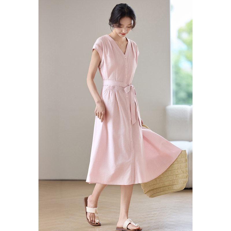 SENTUBILA Women's Midi Pink Dr - Linen Dress Wrap reseña y precio