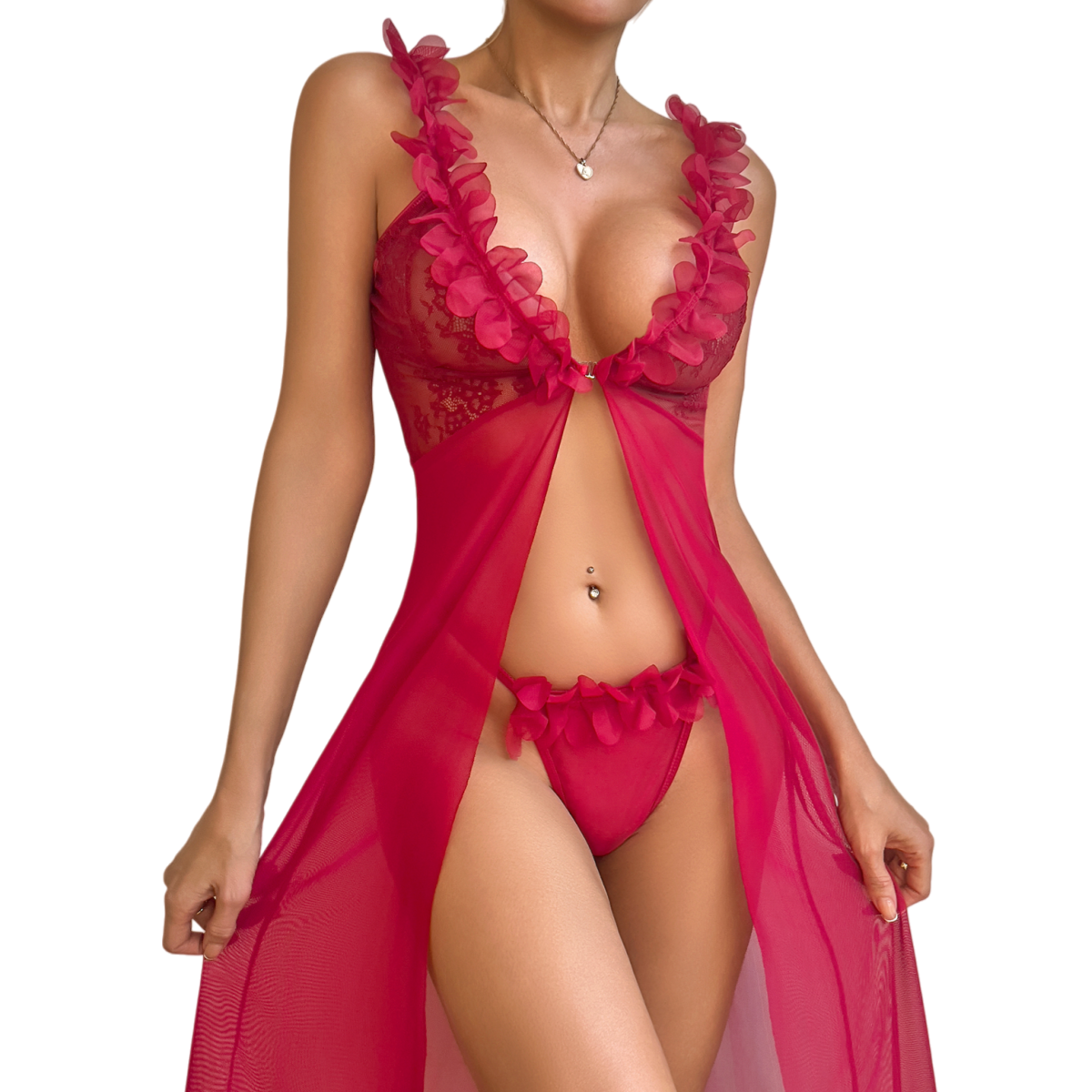 Women's Sexy Red Lace Robe & T - Kimono Sheer Floral reseña y precio