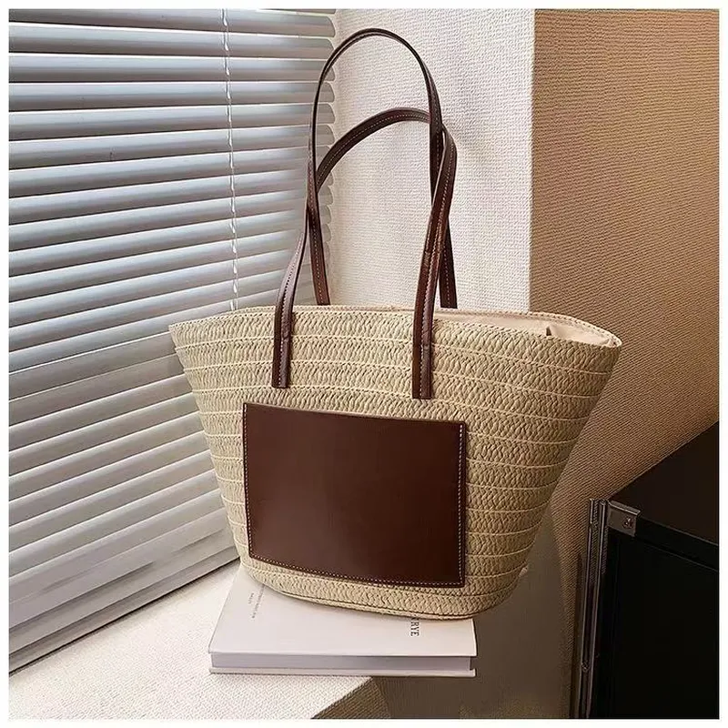 Straw hand-woven tote bag larg - Tote Bag Beach reseña y precio