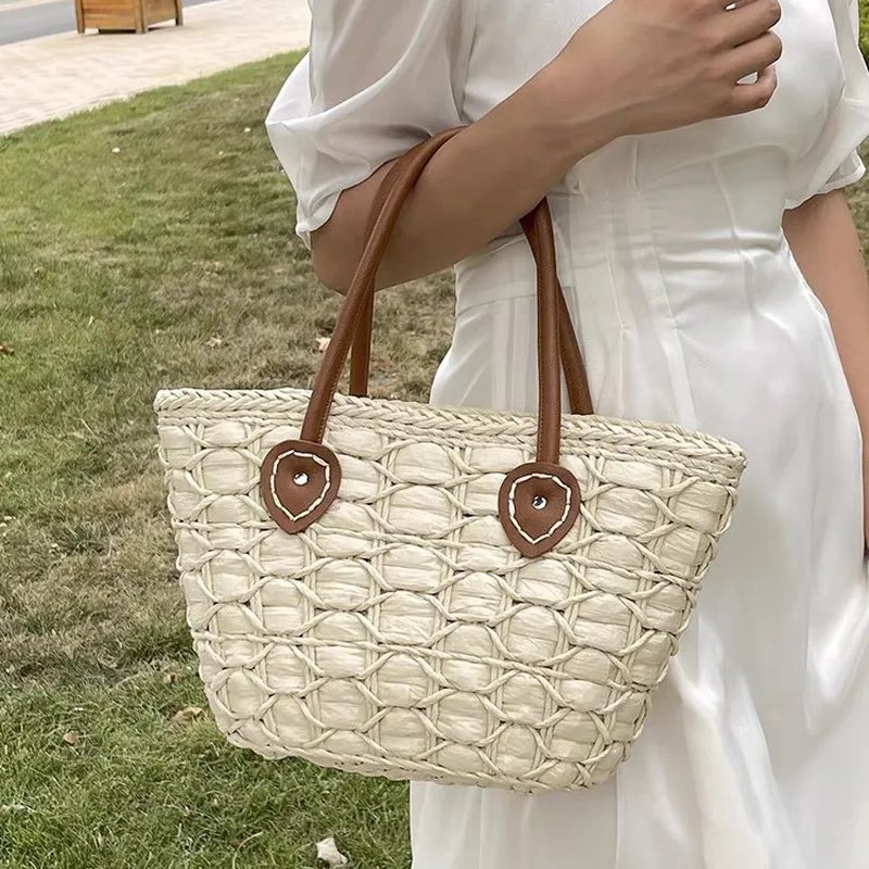 Retro European American woven  - Tote Bag Beach reseña y precio