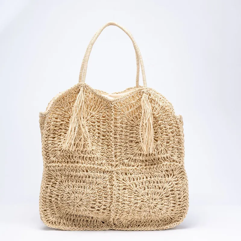 Straw Handwoven Tote Bag with  - Tote Bag Beach reseña y precio
