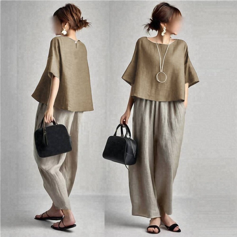 Two Pieces Women Pant Sets Sol - Linen Pant Wide reseña y precio