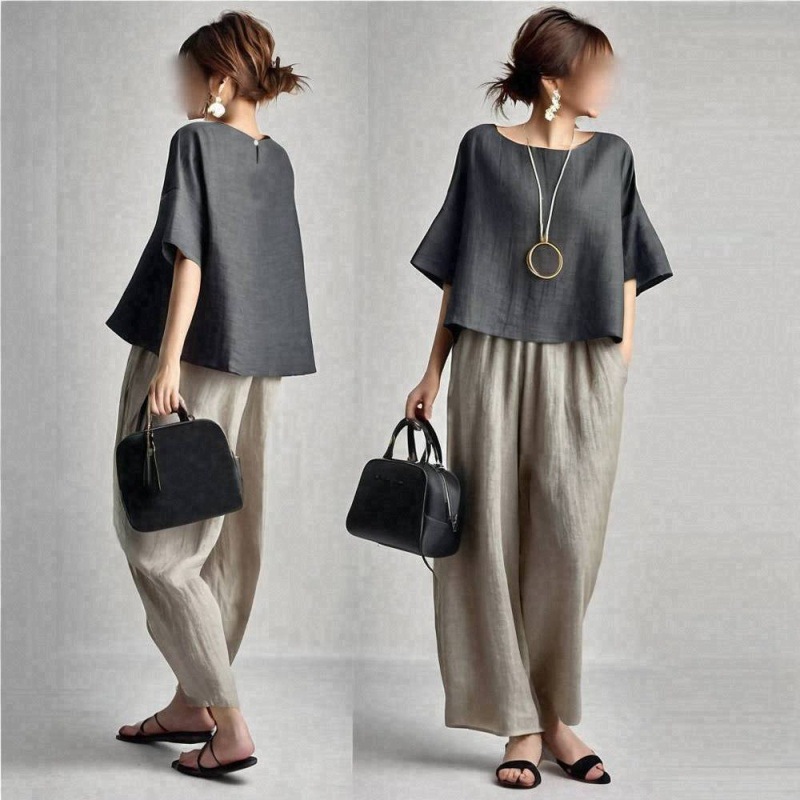 Two Pieces Women Pant Sets Sol - Linen Pant Wide reseña y precio