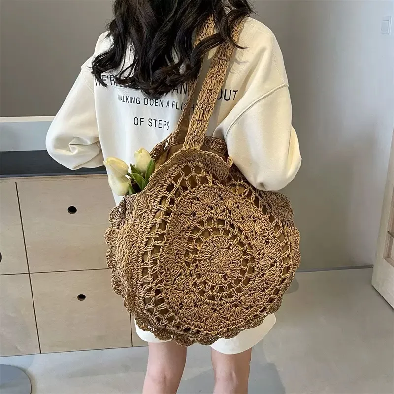 Hand-woven paper rope tote bag - Tote Bag Beach reseña y precio