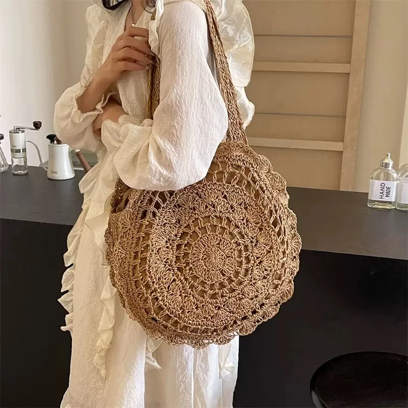 Hand-woven paper rope tote bag - Tote Bag Beach reseña y precio