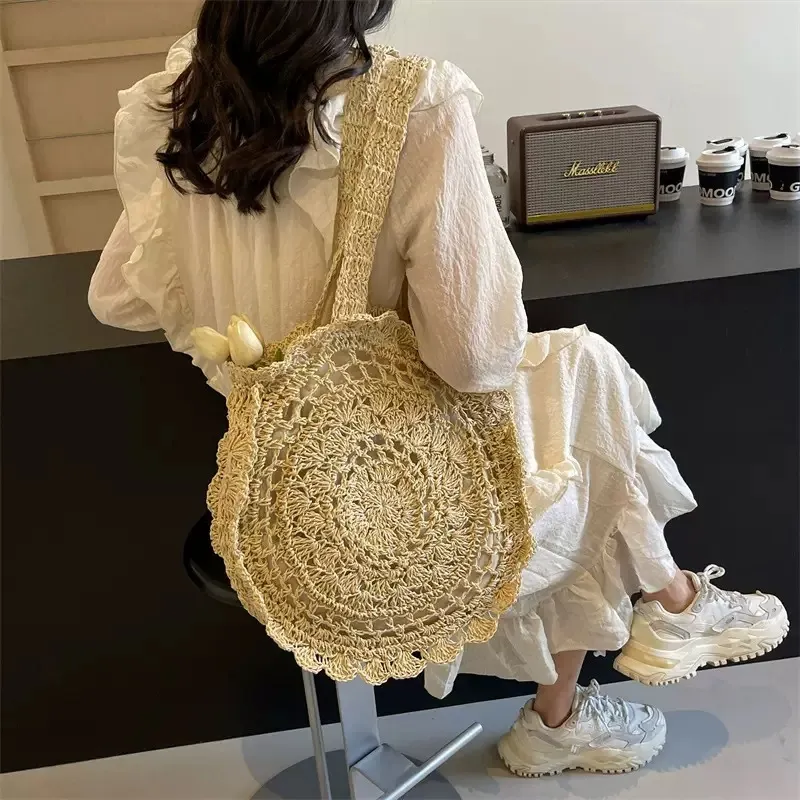 Hand-woven paper rope tote bag - Tote Bag Beach reseña y precio