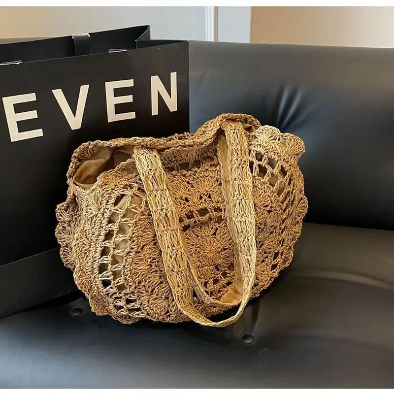 Hand-woven paper rope tote bag - Tote Bag Beach reseña y precio