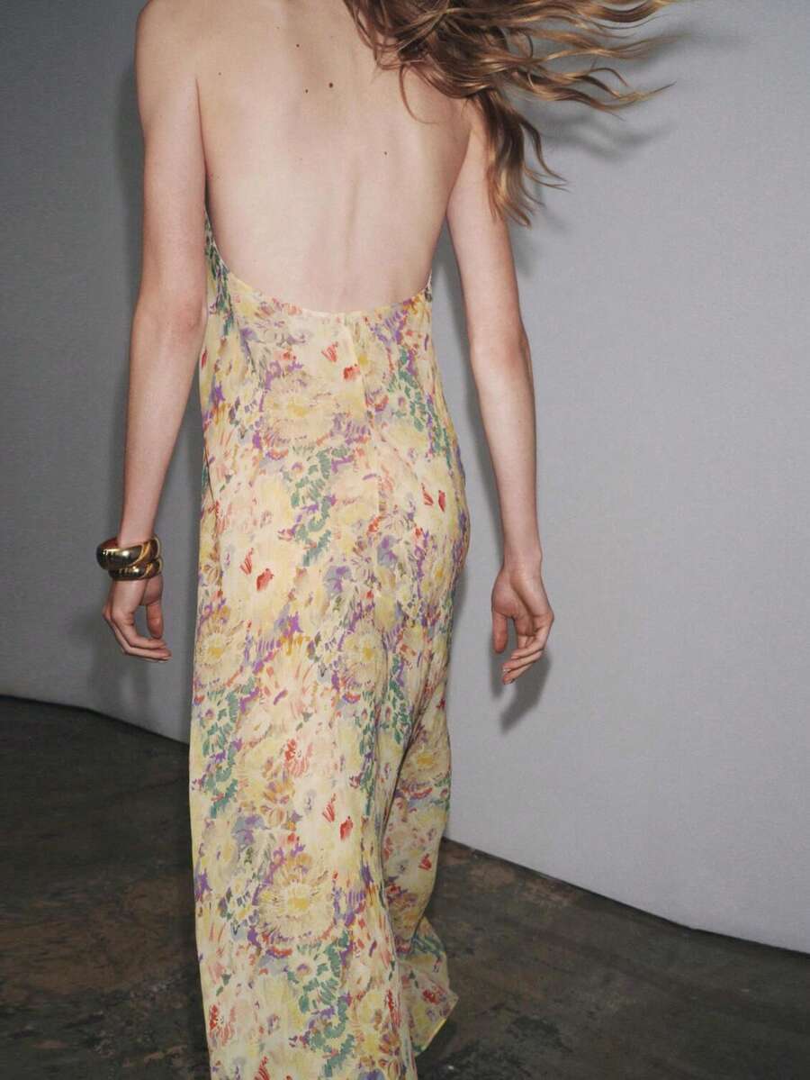 Womens Floral Maxi Halter Back - Maxi Dress Halter reseña y precio