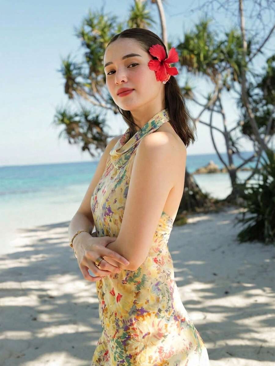 Womens Floral Maxi Halter Back - Maxi Dress Halter reseña y precio