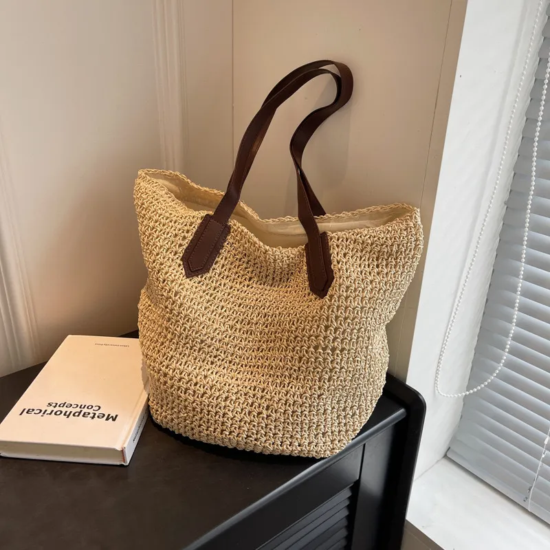 Women's handwoven straw tote b - Tote Bag Beach reseña y precio